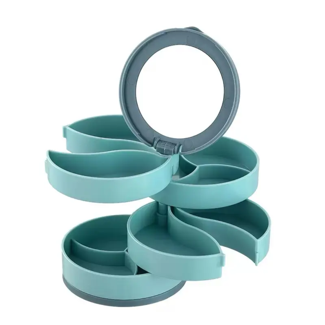 Rotating 4 layer plastic jewelry organizer