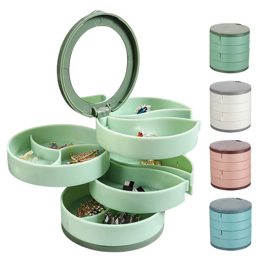 Rotating 4 layer plastic jewelry organizer
