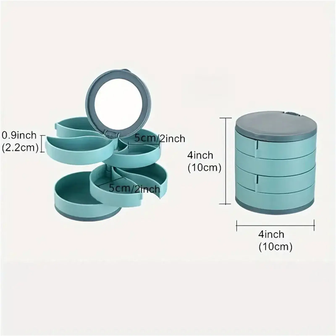 Rotating 4 layer plastic jewelry organizer