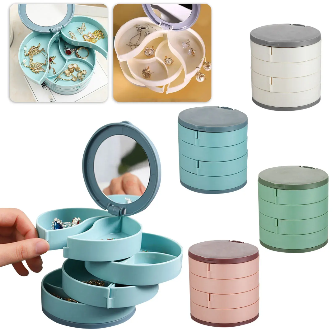 Rotating 4 layer plastic jewelry organizer