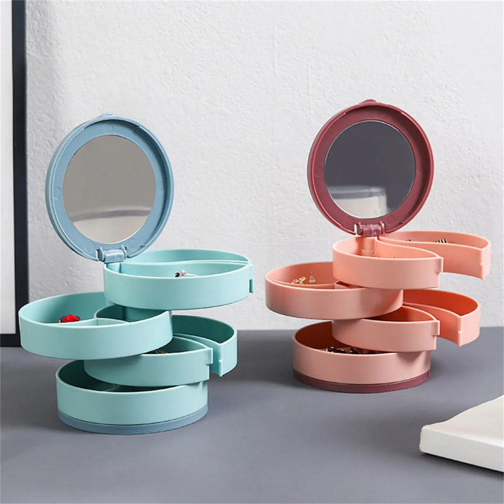 Rotating 4 layer plastic jewelry organizer
