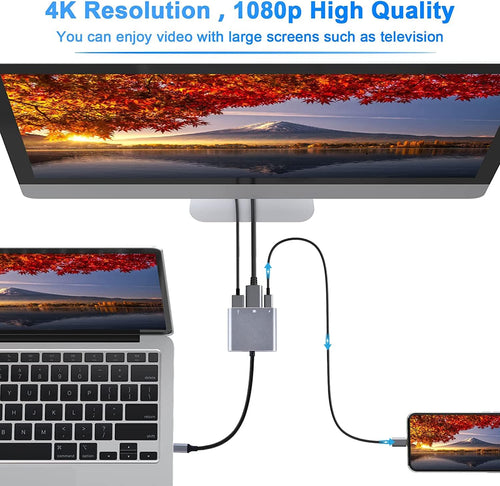 3 in 1 USB Hub Multiport AV Adapter with 4K HDMI Output