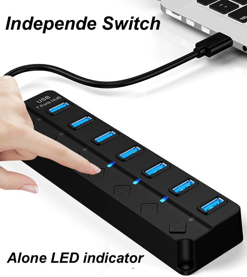 7-Port USB splitter expansion device