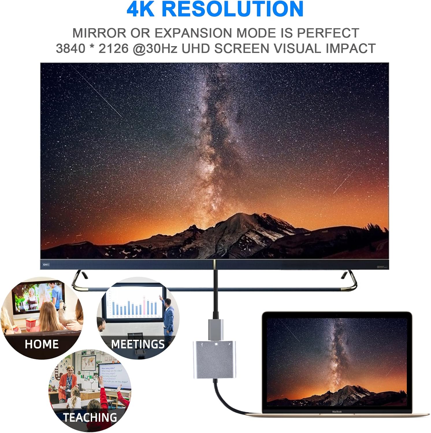 3 in 1 USB Hub Multiport AV Adapter with 4K HDMI Output