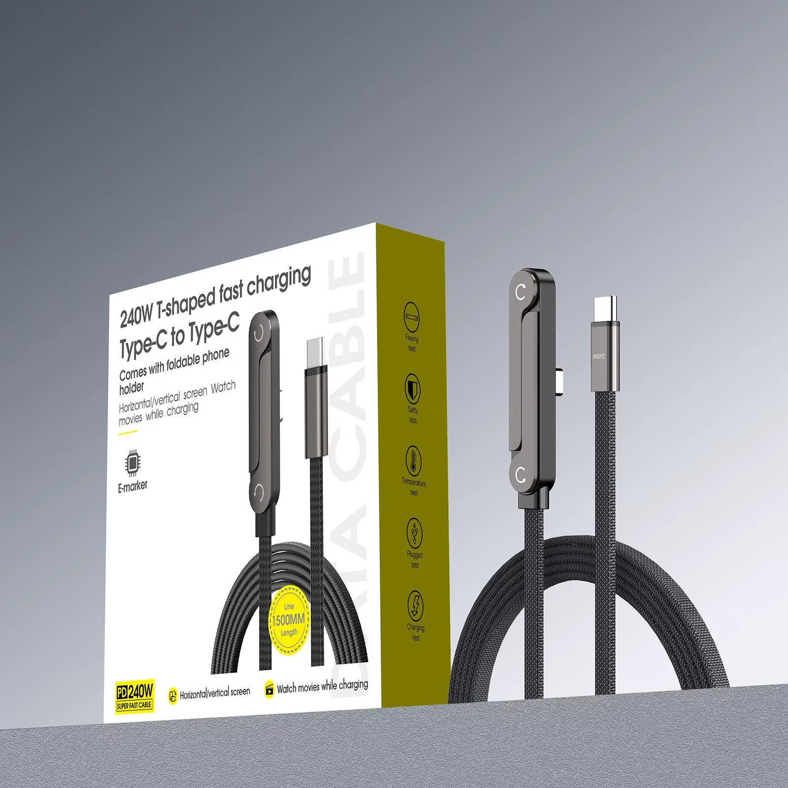 2in1 Invisible Stand Fast Charging Cable