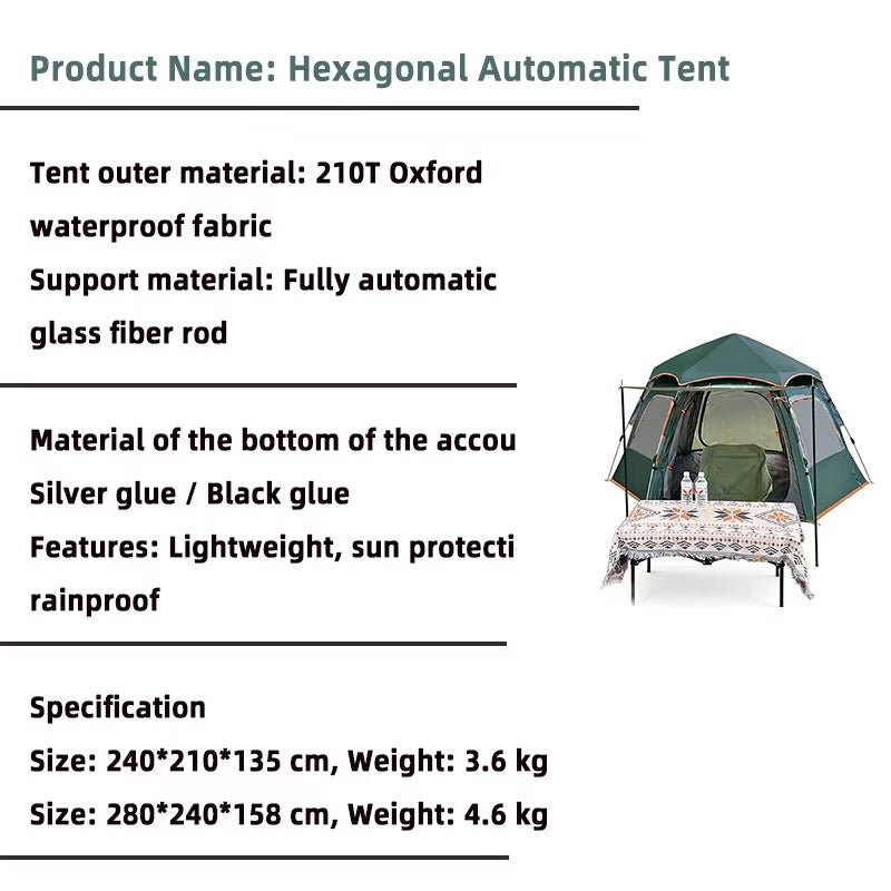 Automatic Hexagon Camping Tent