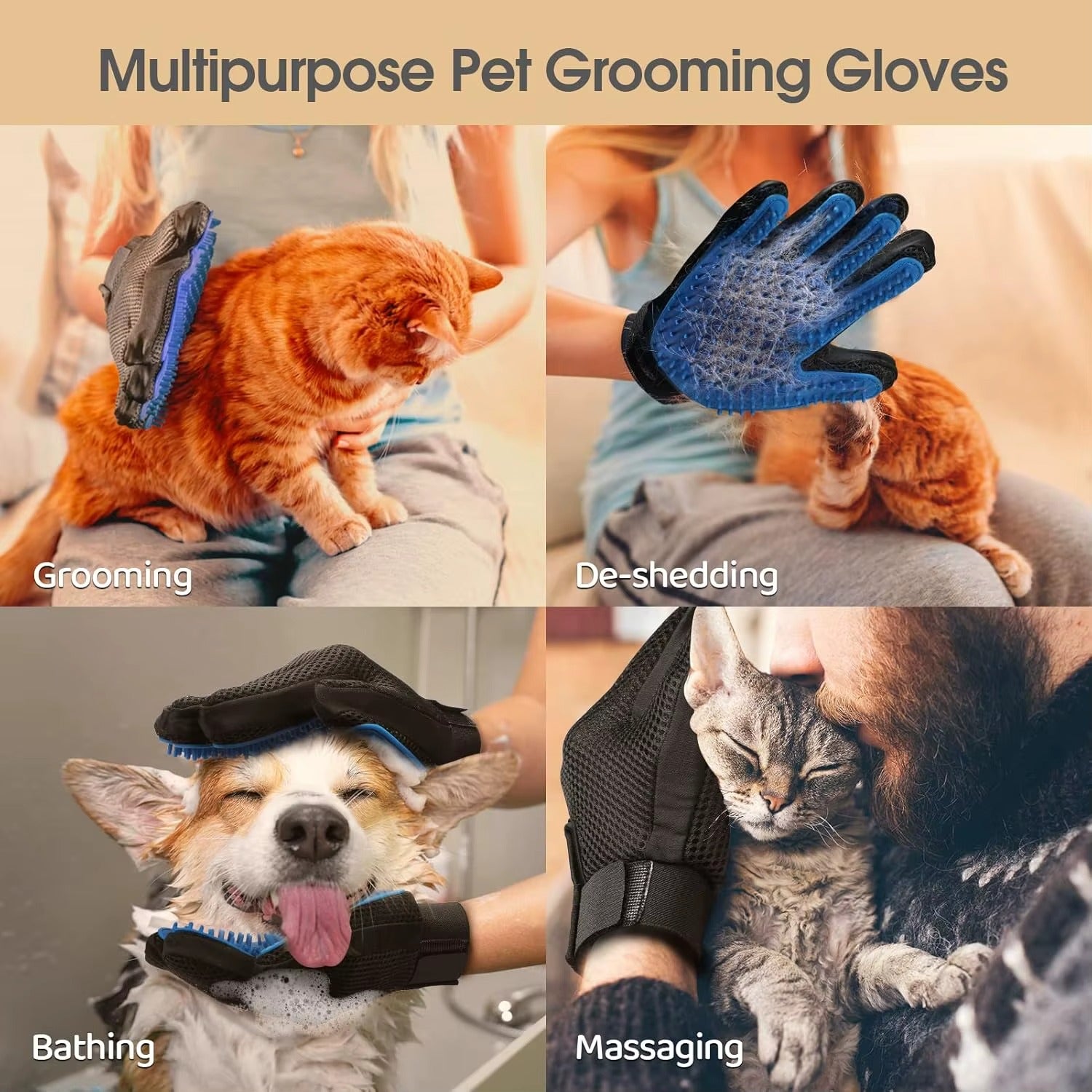 Pet Grooming Glove Brush