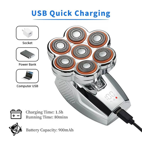 7D USB Rechargeable Electric Shaver Kit for Men
