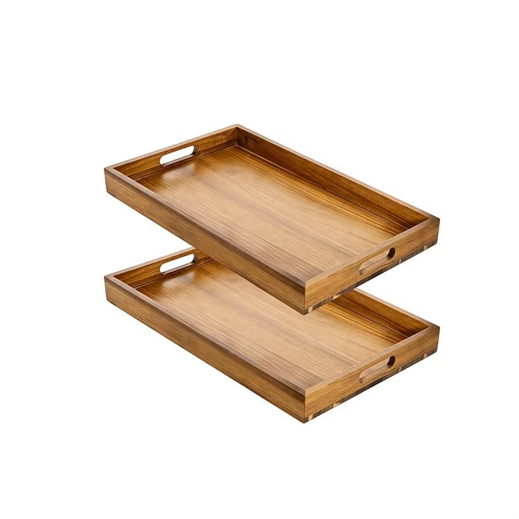 Rectangle Wooden Serving Tray Set (3Pcs)