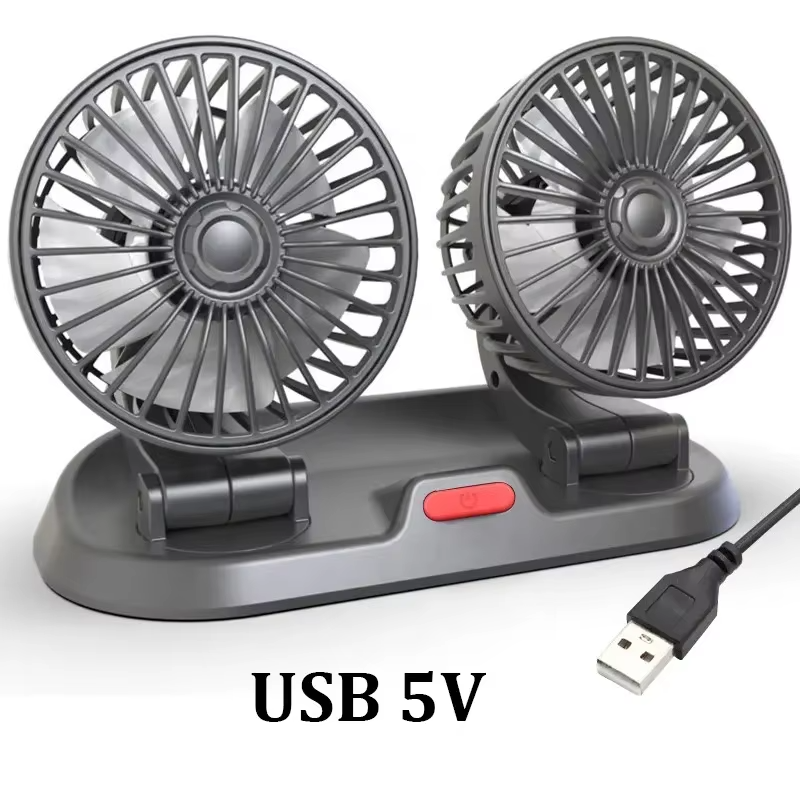 Portable Double-Head Electric Car Cooling Fan (24V/12V )