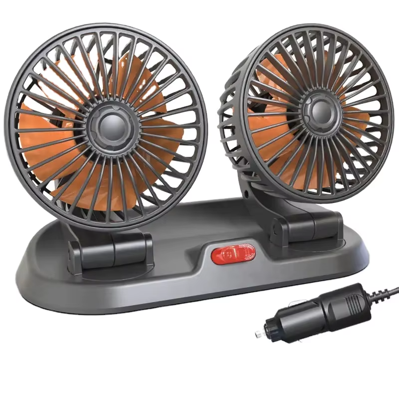 Portable Double-Head Electric Car Cooling Fan (24V/12V )